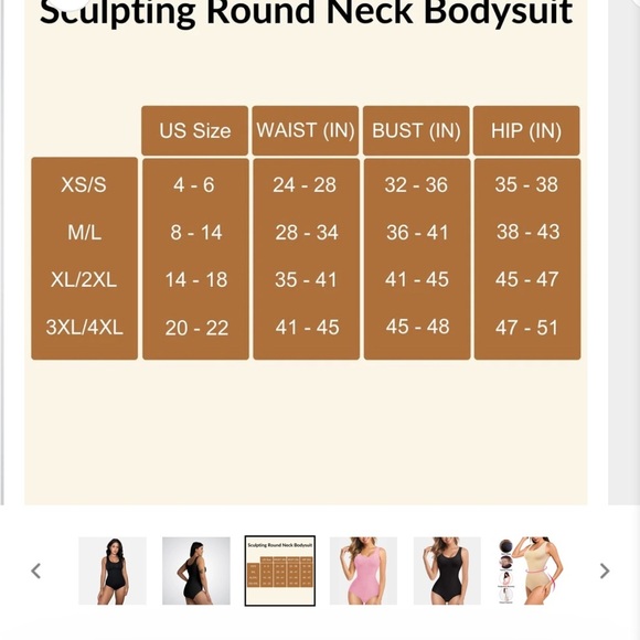 Luxmery Roundneck Shapewear Bodysuit size M/L - Picture 2 of 3